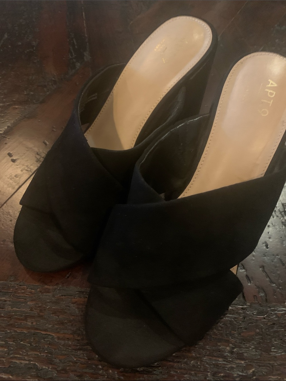 Apt. 9 Black Open-Toe Slip-On Block Heel Mules